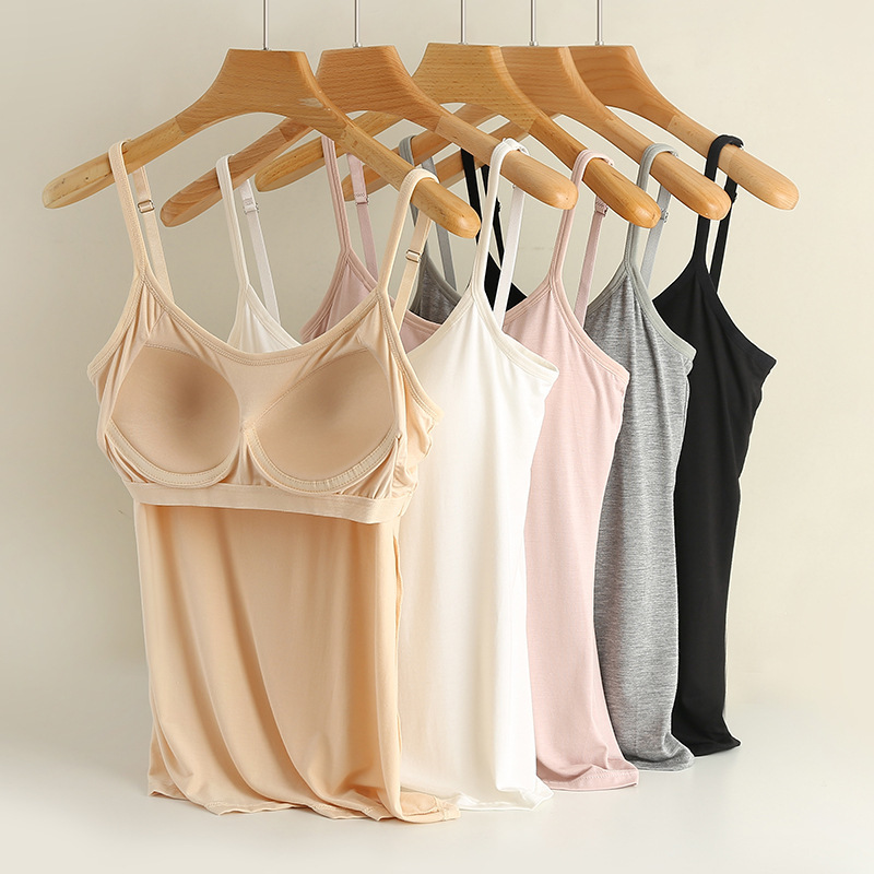 Débardeur Camisole Grande Taille 3XL en Modal pour Femmes (45-85kg) avec Bonnets Intégrés et Rembourrage Poitrine – Sous-vêtement Extérieur Confortable à Porter Seul