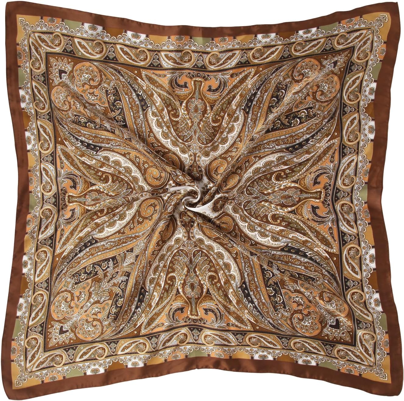 1 pièces 27,5 pouces foulard en satin soie comme écharpe de cheveux tache Bandana enveloppe de cheveux foulard pour les femmes (marron)