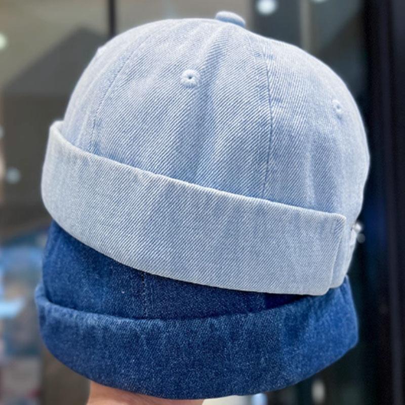 Mode dôme Melon casquette Vintage Denim sans bords chapeau Hip Hop propriétaire chapeau unisexe Streetwear bonnet chapeaux hommes femmes Docker casquette