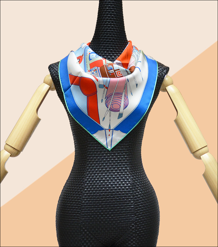Printemps nouveaux vêtements pour hommes et femmes 90*90 écharpe carrée "M90F248" diagonale peint par pulvérisation bord roulé à la main
