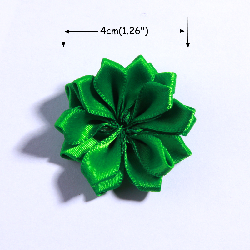 Ruban en satin mini 4 cm, fleur unie pour accessoires de cheveux, fleurs en tissu de soie multicouches en forme d'étoile pour bandeau de fille