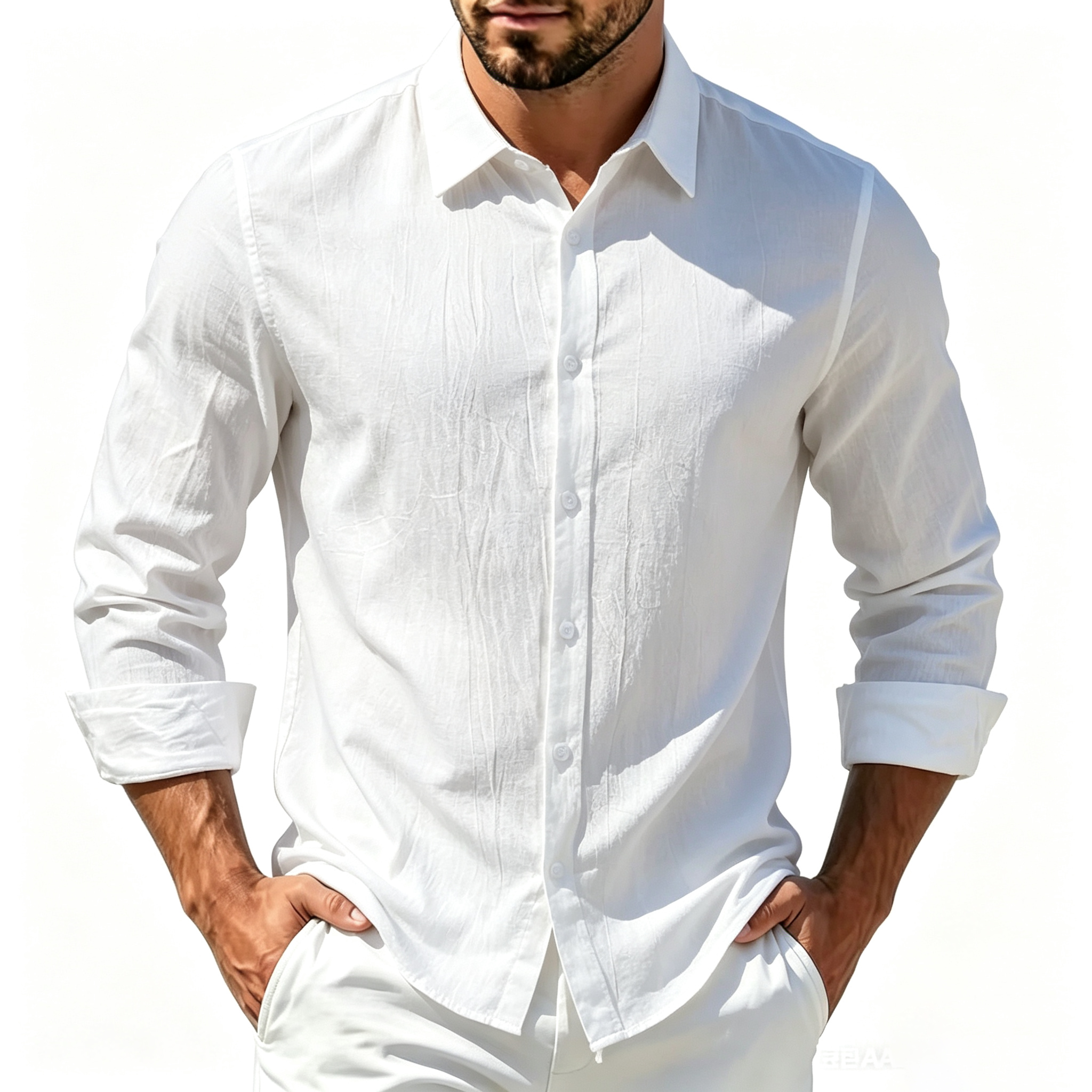 Chemise à manches longues pour homme, vêtements décontractés pour homme, hauts de qualité supérieure, chemises noires et blanches, chemise en lin et coton pour homme