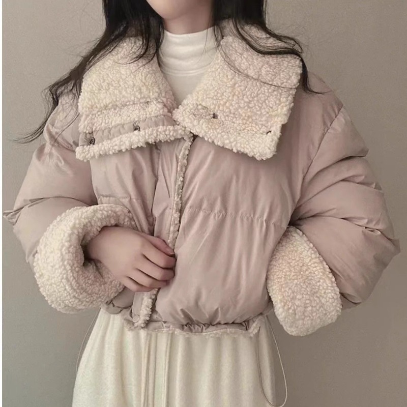 Veste d'hiver en coton pour femme, manteau polyvalent, slim, manches longues, revers court, chaud, épais, Vintage, nouveau, confortable et polyvalent