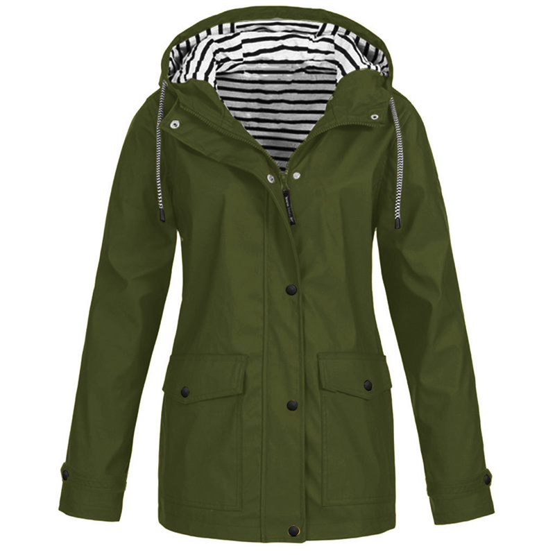 Veste à capuche pour Sports de plein air pour femmes, coupe-vent imperméable, doublure à rayures, manteaux amples surdimensionnés, printemps-automne, 2025