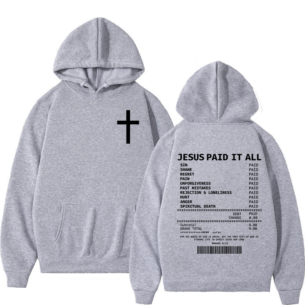 Salut jésus payé tout sweats à capuche verset de la Bible chrétienne hommes femmes vêtements Hip Hop Vintage sweats pulls surdimensionnés