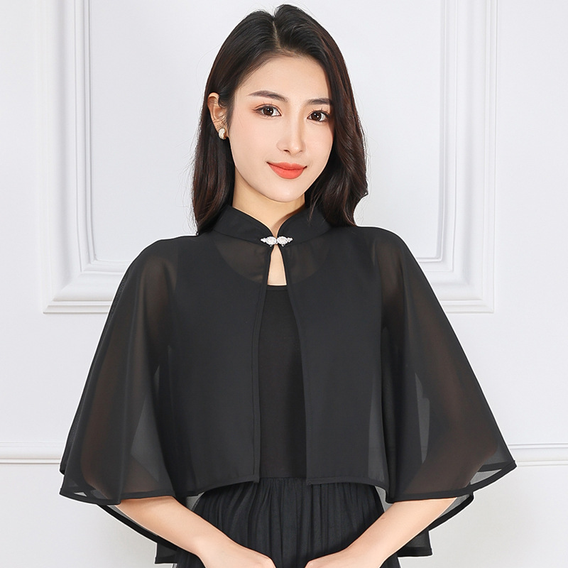 Vêtements d'extérieur courts en mousseline de soie pour femmes, châle de protection solaire, vêtements de printemps d'été, veste fine en dentelle Everak, climatisation