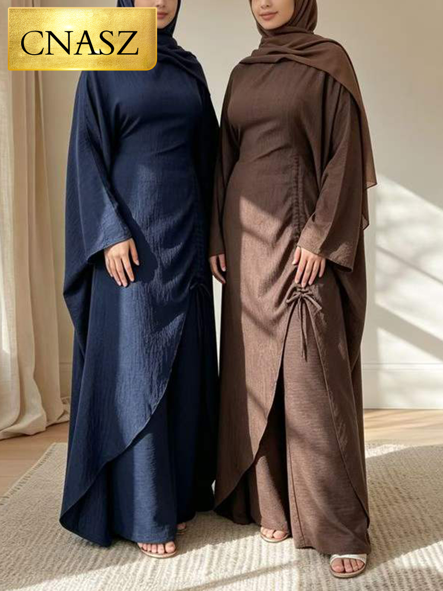 Ensemble Abaya Dubaï 2 pièces, haut et pantalon, pour femmes musulmanes, tenue modeste pour le Ramadan, robe Kaftan, vêtements islamiques pour femme musulmane