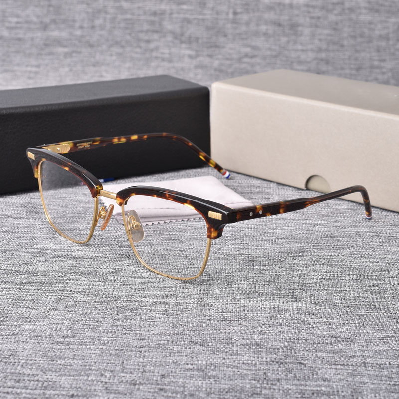 Monture de lunettes semi-sans monture pour hommes et femmes, design de marque, montures de lunettes vintage en acétate, tendance, demi-monture