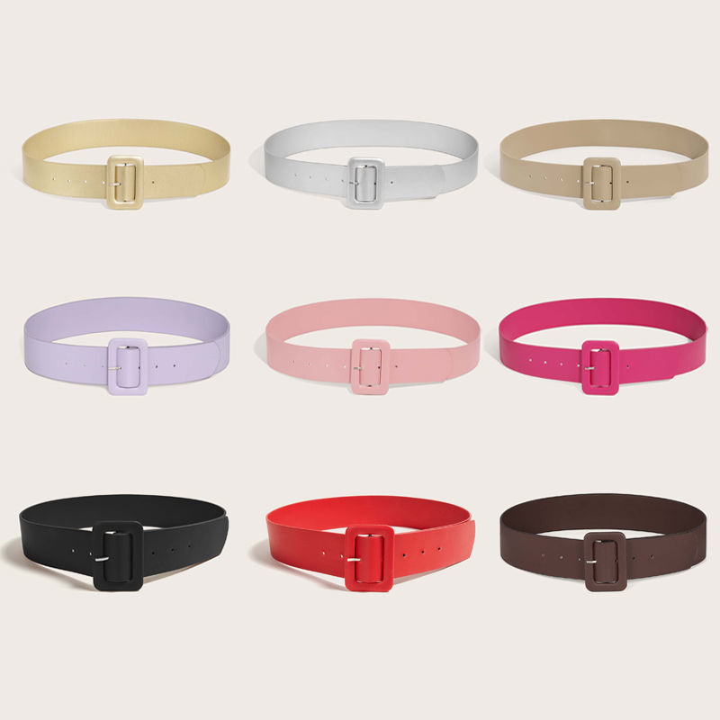 Ceinture large en cuir PU pour femmes, ceinture Simple à la mode pour robe de luxe de marque de styliste, noir rose, sangle féminine DT167