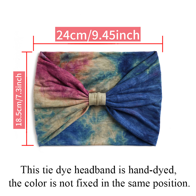 Tie-dye Boho noeud Turbans Yoga élastique tête enveloppement femmes bandeau large bandeaux chapeaux Bandanas mode bandeau accessoires