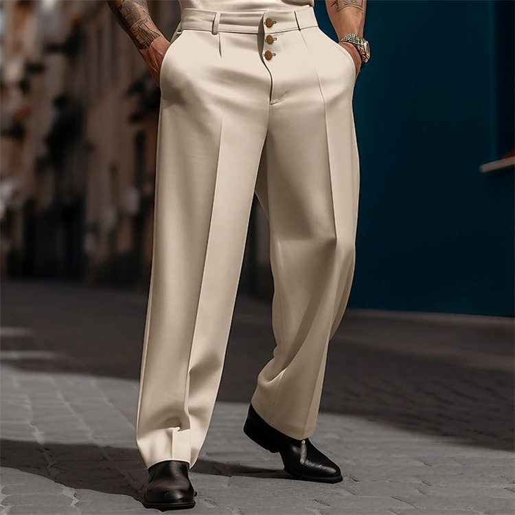 Pantalon de jogging formel droit confortable pour hommes, pantalon d'affaires, pantalon social décontracté, vêtements masculins larges et longs, mode