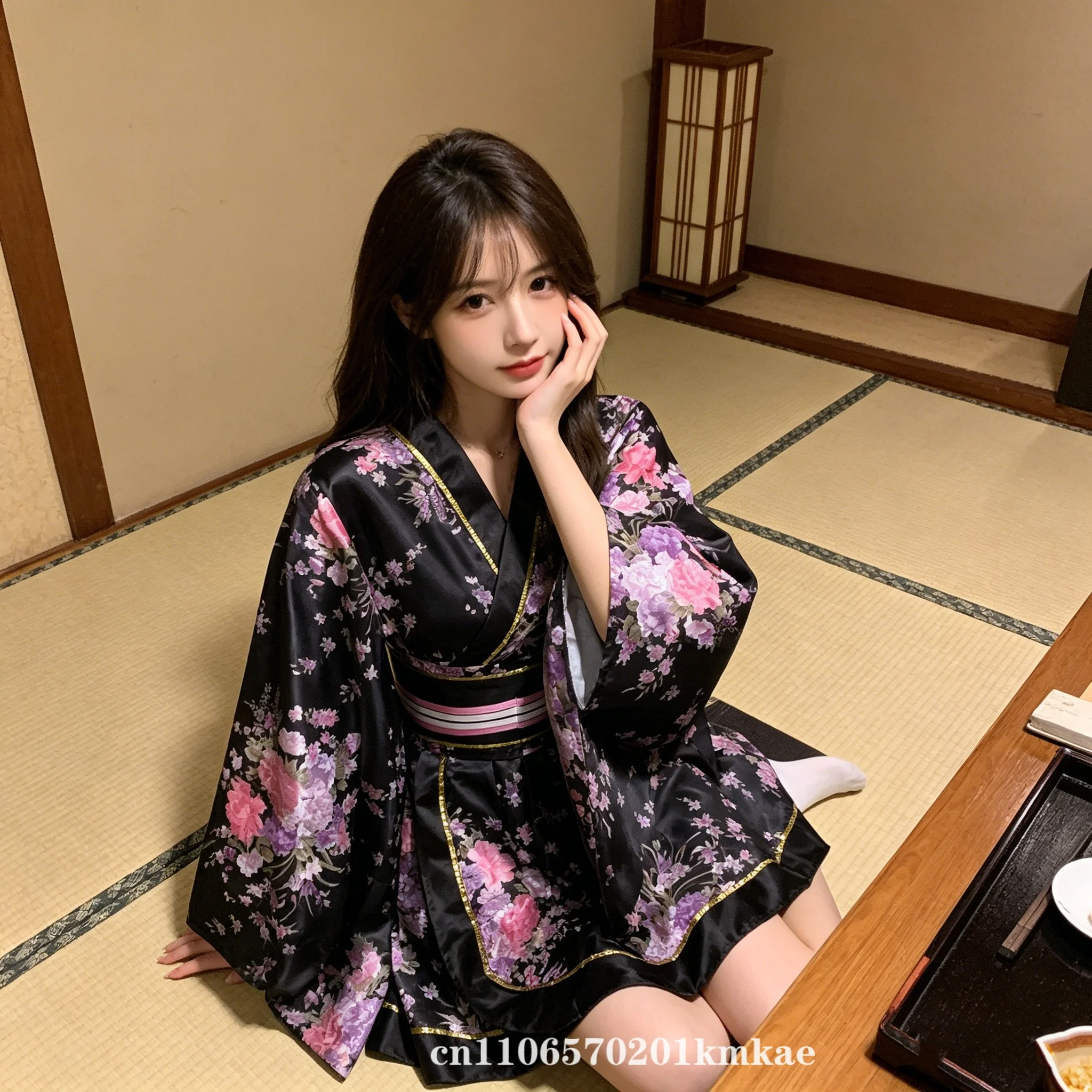 Nouveau Kimono court pour femme, style japonais, imprimé, Yukata amélioré, costume de scène, cosplay