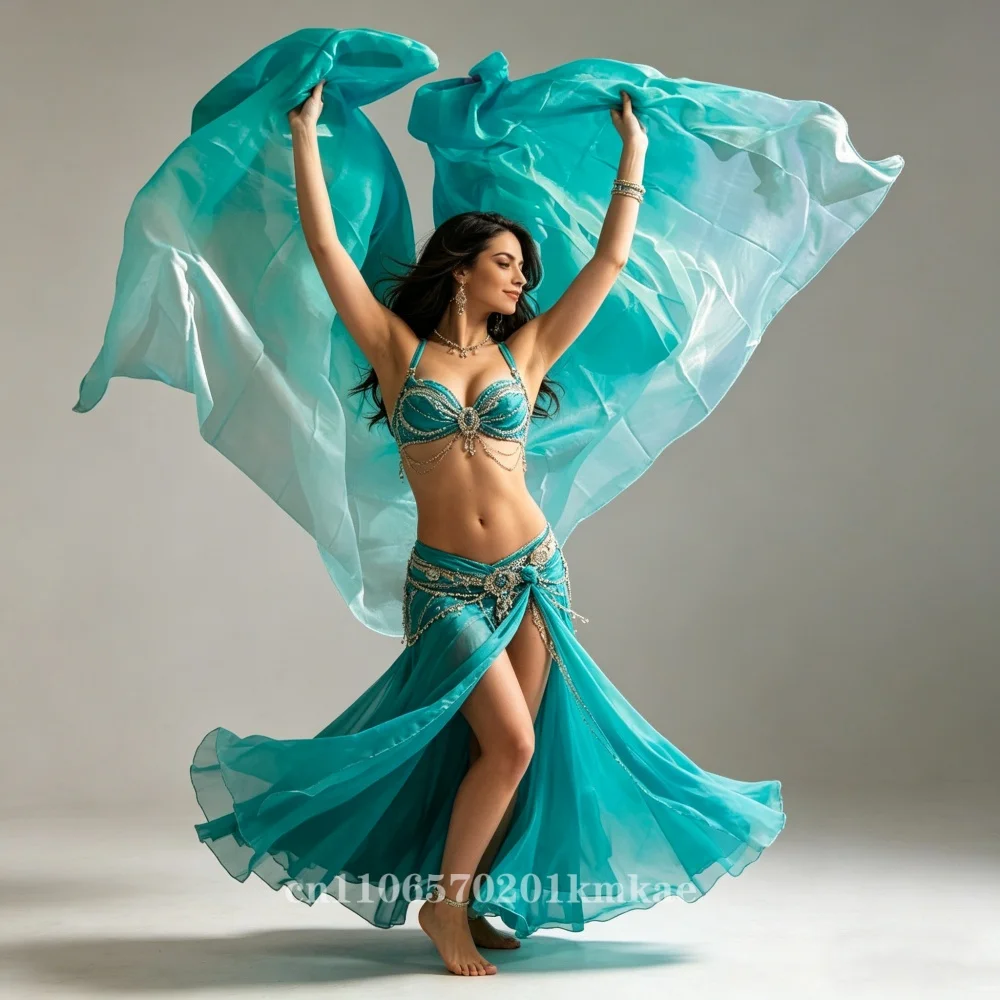 Voile de danse 100% soie vert pour femme, châle léger, accessoires de performance pour danse classique, couleur dégradée, 200/250/270cm