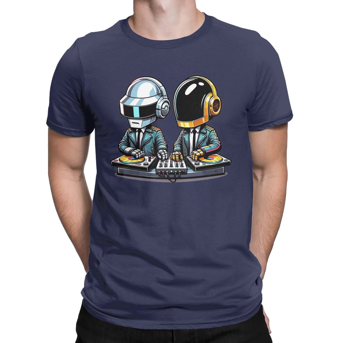 T-shirt manches courtes col rond homme, estival et humoristique, en coton, Daft Punk
