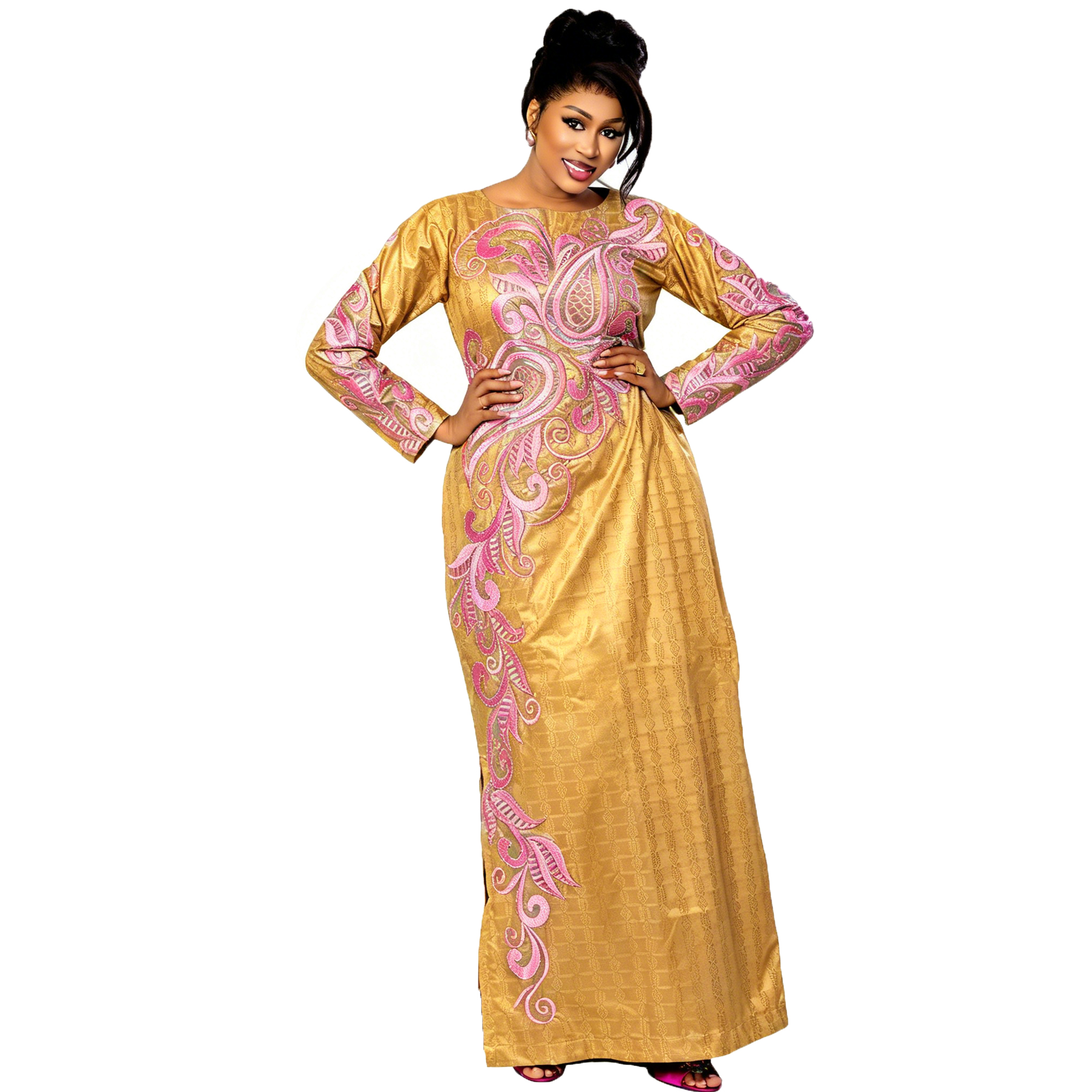 Robes africaines pour femmes, luxe, tissu boubou, broderie riche et élaborée