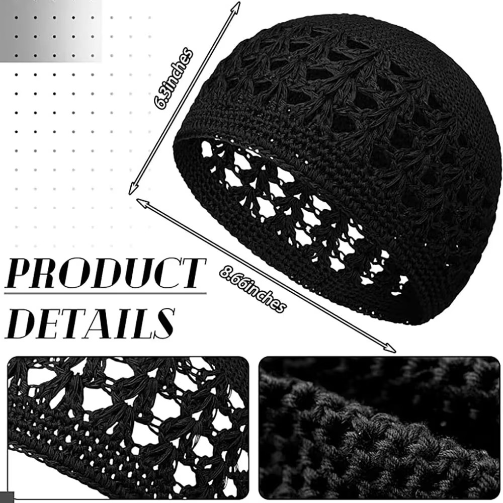 Casquette Kufi islamique pour femmes et hommes musulmans, chapeaux de prière, bonnet tricoté au Crochet fait à la main, chapeau chaud d'hiver, accessoires unisexes, nouvelle collection