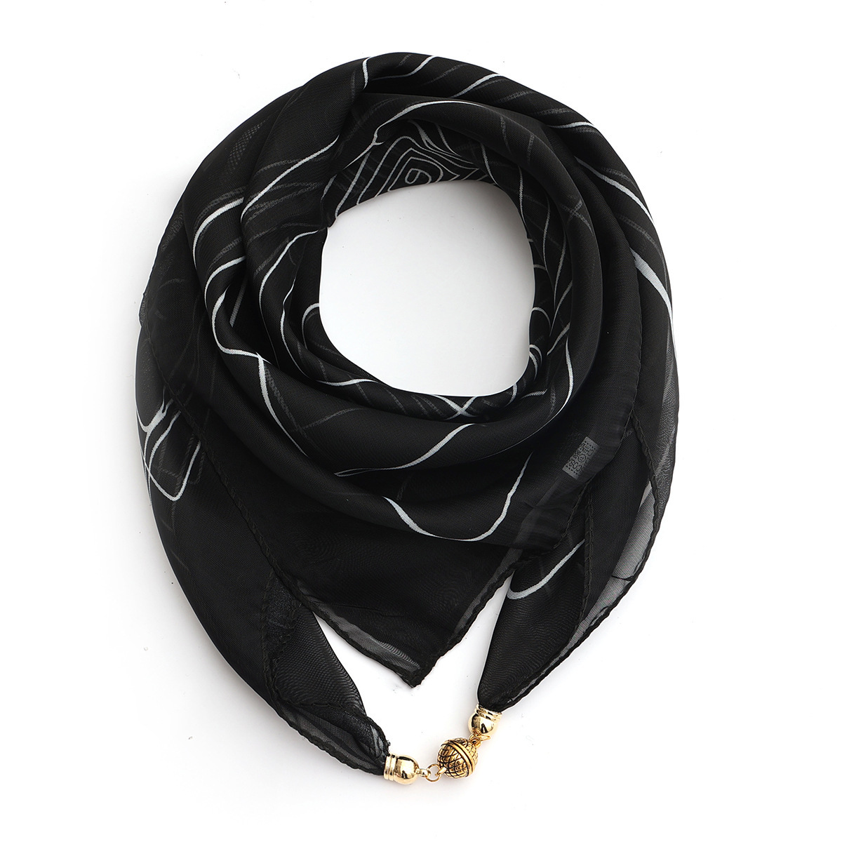 Petit foulard à boucle magnétique pour femme, foulard carré en soie pour le printemps et l'été, protection du cou, foulard triangulaire