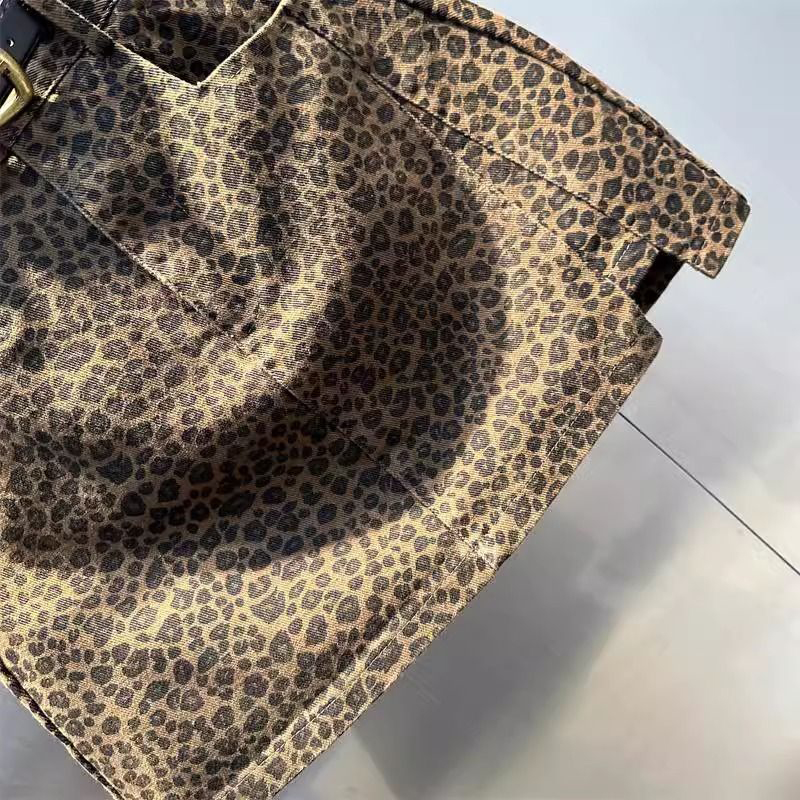 Jupe en jean léopard Sexy pour femmes, taille haute, ligne A, Mini jupes automne-hiver, Vintage américain Y2K, Streetwear, jupes simples
