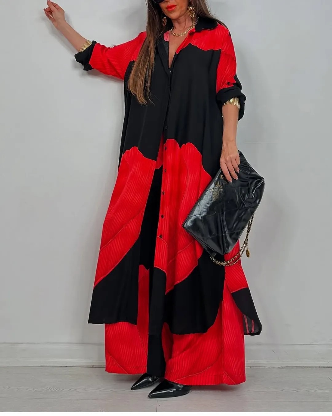 Mode ample imprimé 2 pièces ensemble femmes simple boutonnage Cardigan Robe pantalon à jambes larges décontracté deux pièces tenue femme Robe