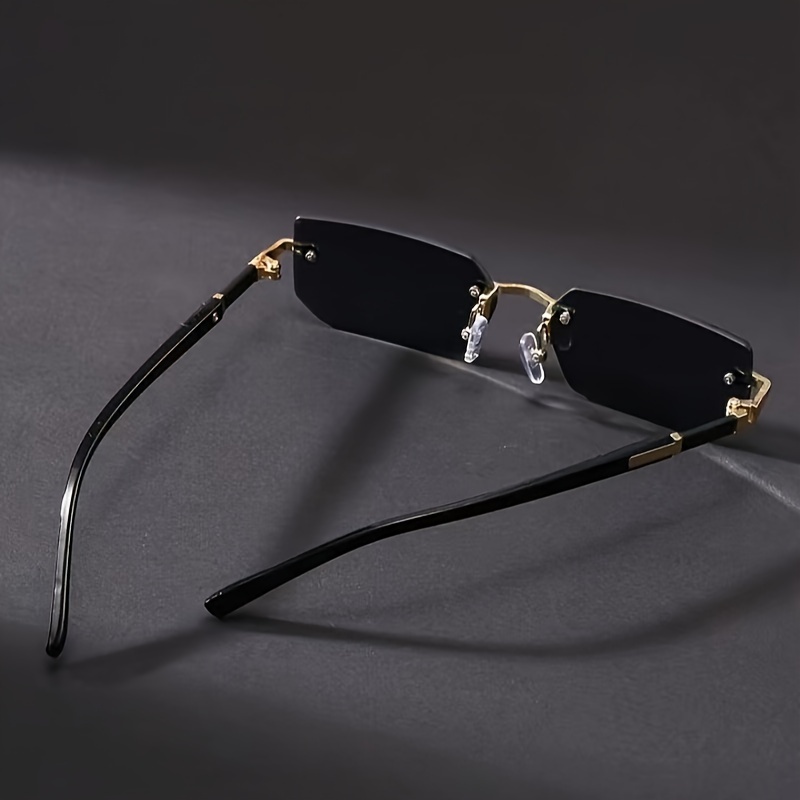 Lunettes de soleil rectangulaires sans monture pour hommes et femmes, petites lunettes de soleil carrées, lunettes de plage pour hommes, lunettes de voyage de vacances, 1PC
