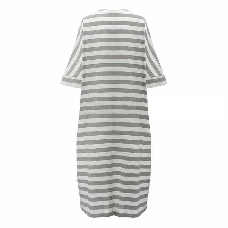 Femmes coton lin robe rayée 2025 été ample grande taille 4XL 5XL robe Maxi robe femme décontracté longue Boho caftan robe musulmane