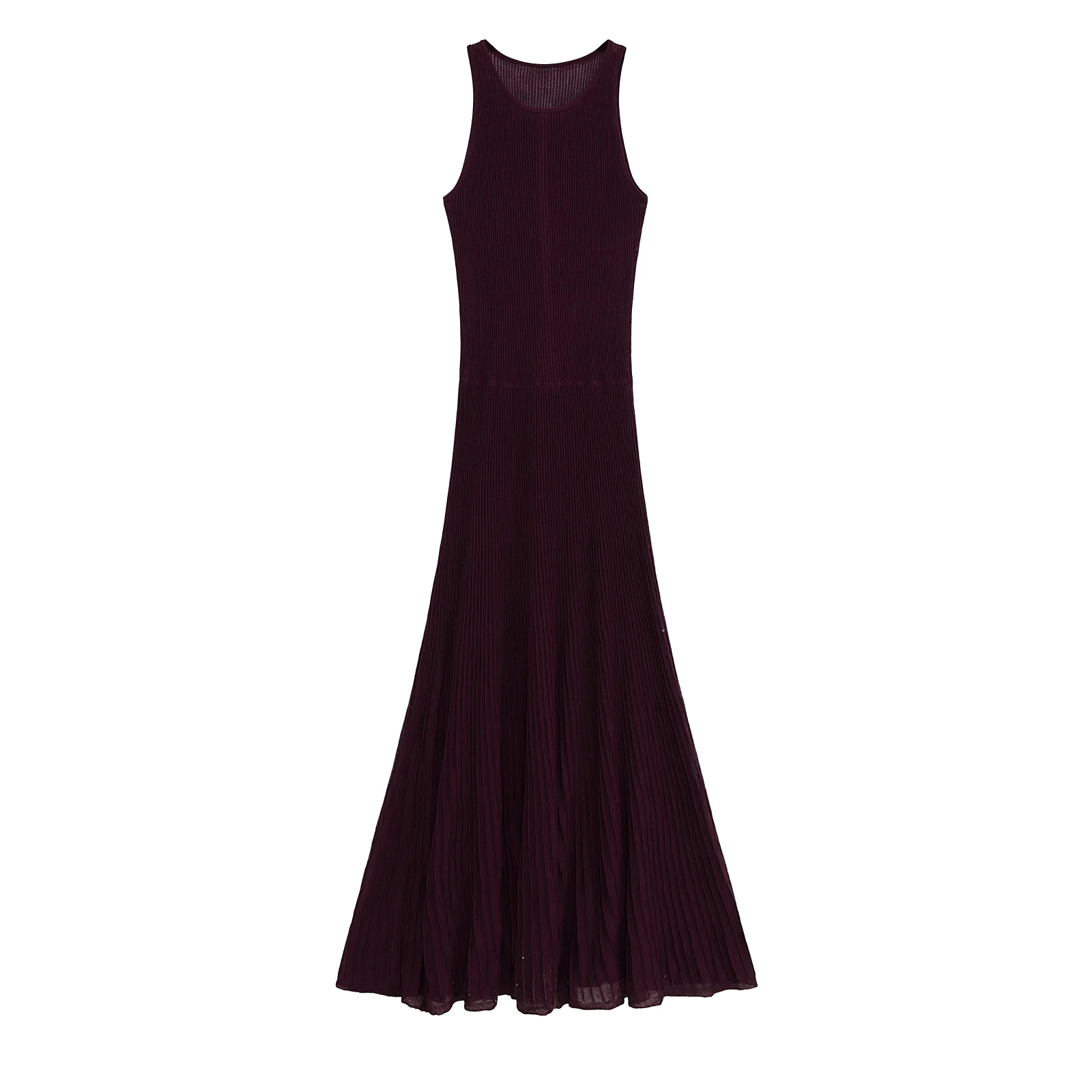Femmes élégantes été moulante robe mi-longue pour les femmes Sexy col rond sans manches vacances plage fêtes et Club robe tenues 0014015