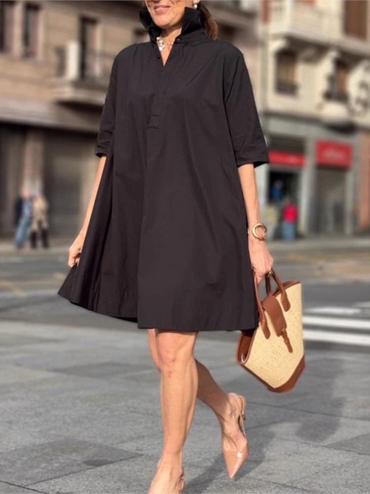 Robe décontractée et élégante pour femmes, nouvelle mode d'été, manches courtes, blanche, ample, robes de plage pour femmes