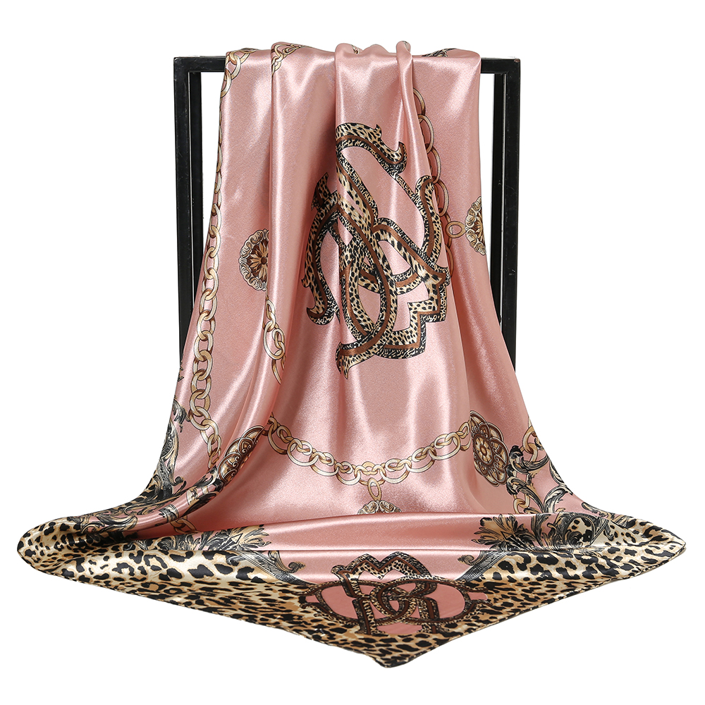 Foulard carré en satin de soie 90x90cm pour femme, imprimé, de luxe, de créateurs, châle, bandana, bandeau, bandeau pour cheveux en soie