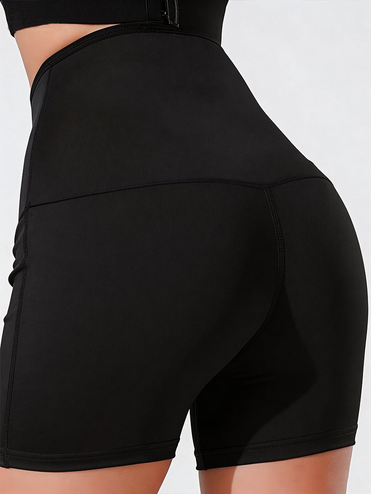 Shorts de sport taille haute pour femme, effet ventre plat, avec fermeture à agrafes, pour le yoga, la perte de poids et la combustion des graisses abdominales