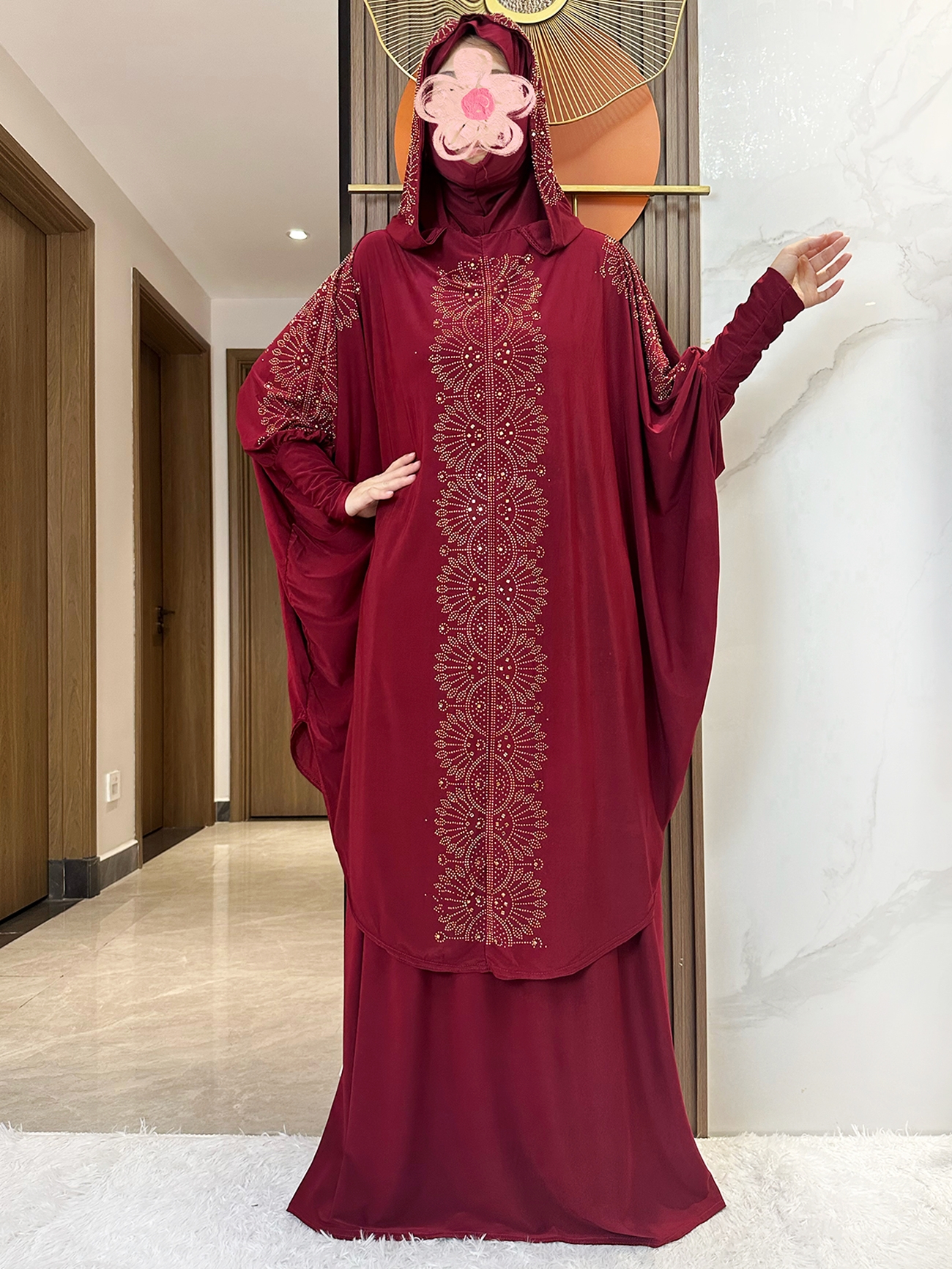Ensemble deux pièces pour Ramadan, pierres solides, Abaya musulman, vêtement de prière pour femmes, robe Hijab, jupe longue Khimar, ensembles islamiques, nouvelle collection 2025