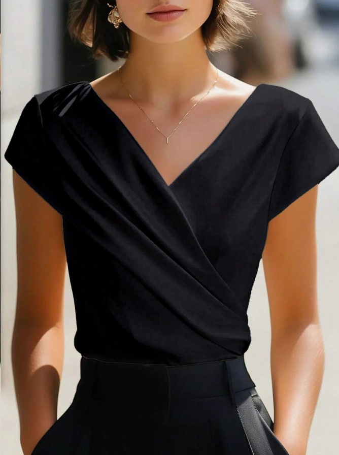 Chemisier blanc en dentelle à manches courtes pour femme – Hauts élégants et chemises tendance – Offres été 2026 pour jeunes femmes