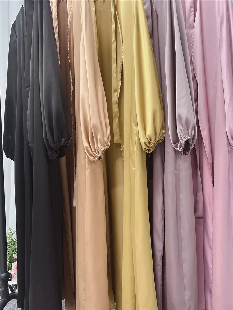 Abaya en Satin pour Femme, Kimono de Luxe, Kaftan Musulman, Arabe, Robes, Caftan, Vêtements Islamiques, Eid Dubai