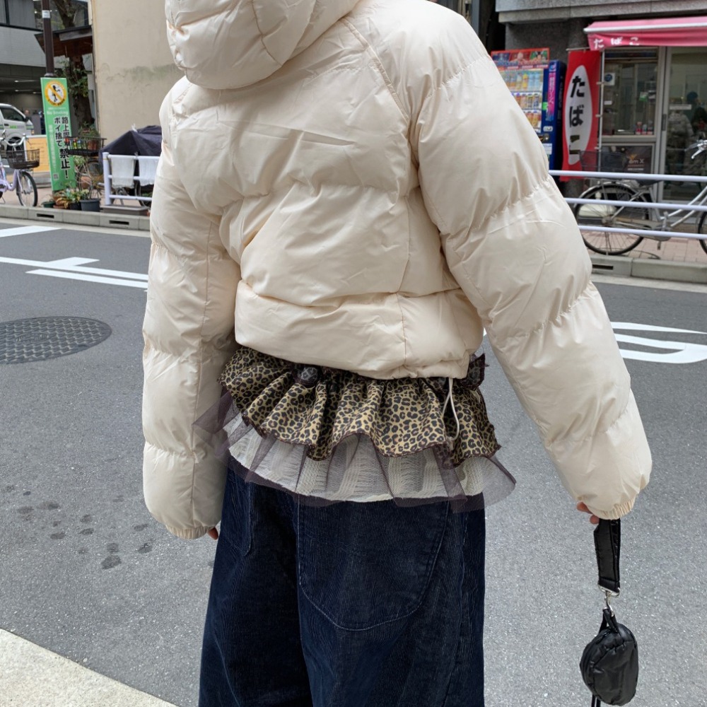 Hip-hop imprimé léopard hanche écharpe jupe douce maille à volants bord ceinture Y2K chemise extension couche tenues ceinture jean décor