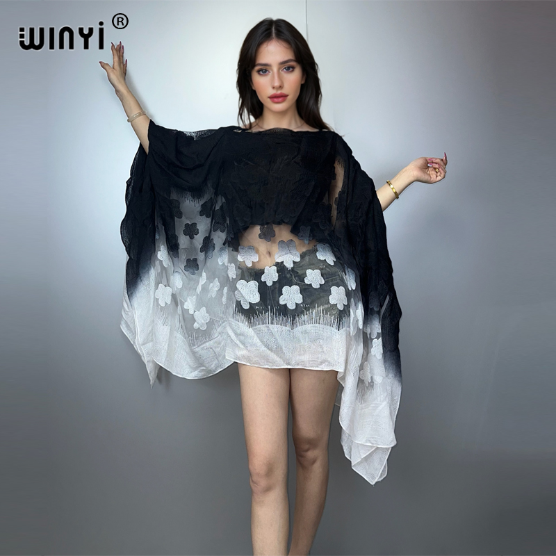 WINYI Robe d'été transparente et sexy pour femmes, tenue de plage, kaftan africain pour femme, robe de plage élégante et sexy pour les vacances.