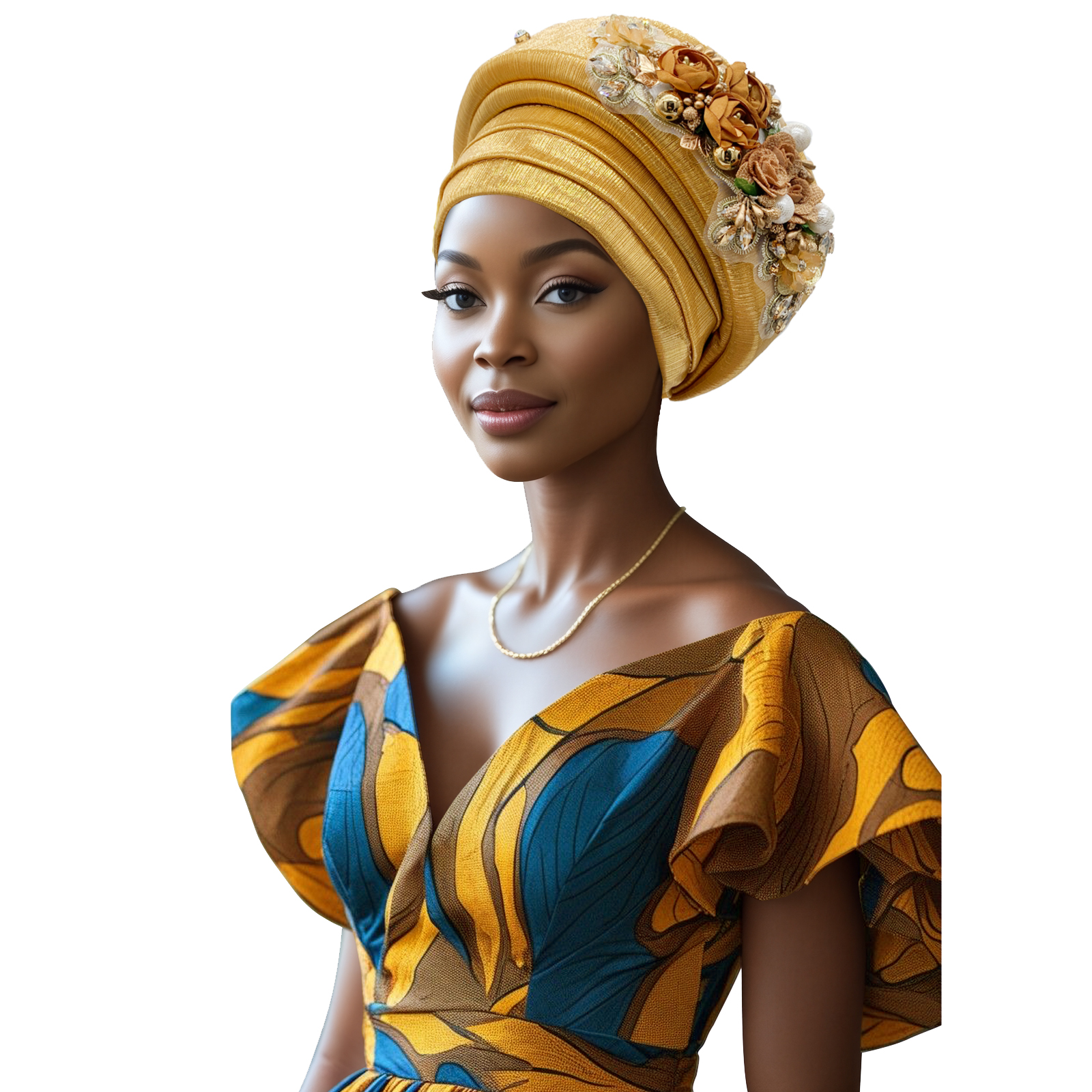 Turban Africain Prêt à vitation pour Femme, Bouquet Exquis, Cravate de Sauna, Nigeria