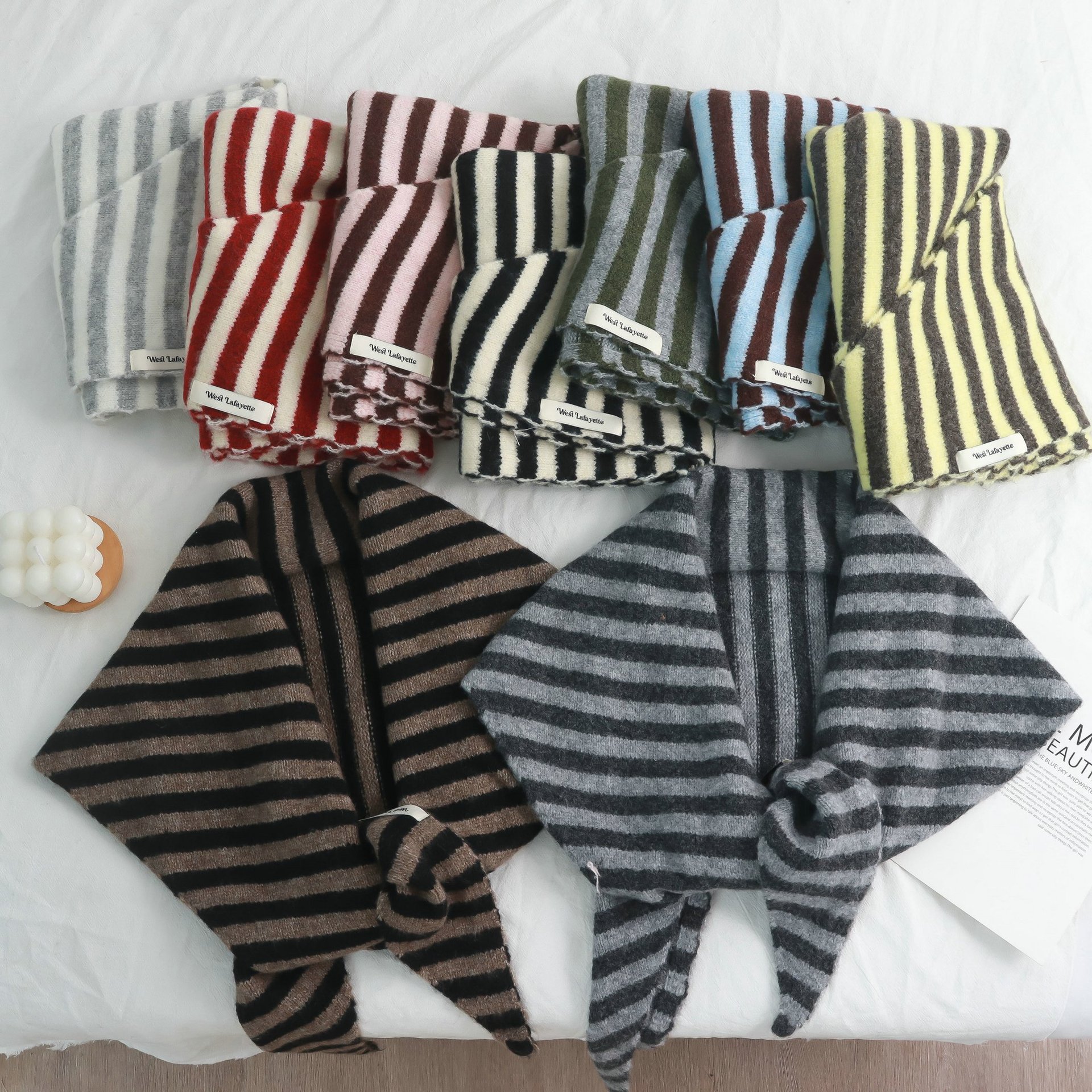 Châle Triangle tricoté en laine mélangée de Style coréen pour femme, écharpe de Protection du cou chaude et résistante au froid, assortie avec tout, nouvelle collection hiver