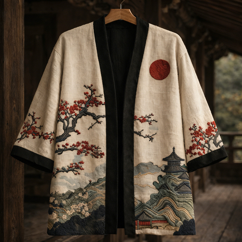 Kimono japonais traditionnel grande taille, cardigan Yukata Haori vintage imprimé, chemise ample pour homme à manches courtes, costume de cosplay samouraï