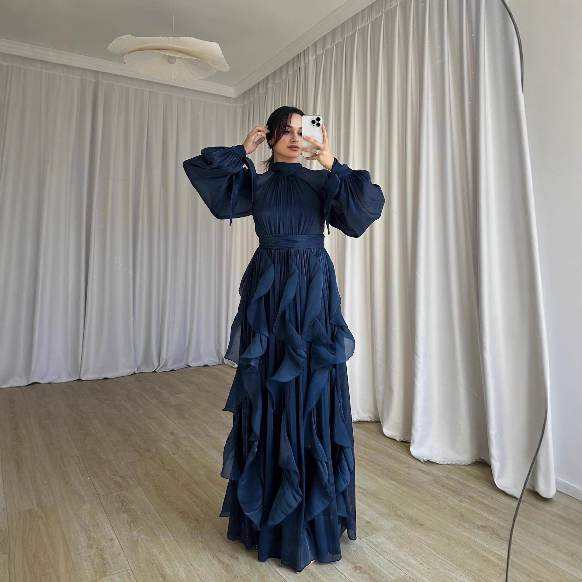 Robe de fête musulmane pour femme, Abaya, Jalabiya, Kaftan, Robe longue arabe, style Dubaï, Maroc, avec volants, pour l'Aïd et le Ramadan