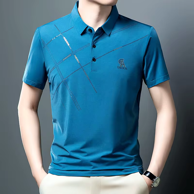 Ice InjVentilate-Polo à manches courtes pour hommes, T-shirt décontracté, Broderie de marque, Business Paul, Haut d'été, Haute qualité, Luxe