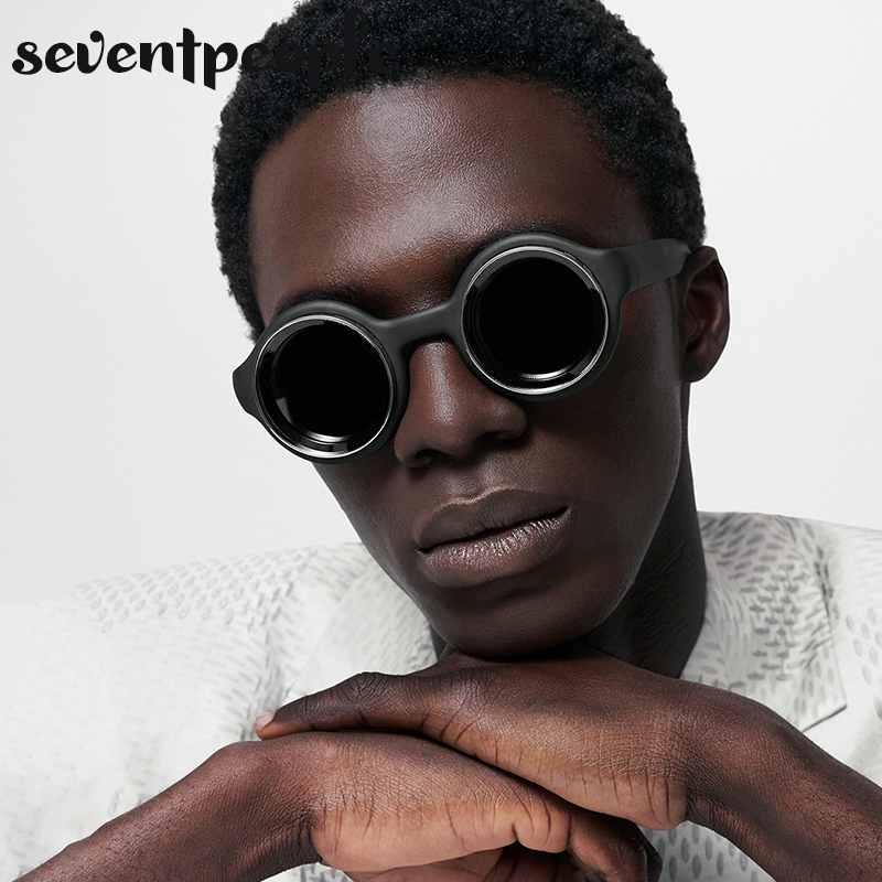 Lunettes de soleil rondes punk pour hommes 2026 – Design de marque de luxe, style steampunk, pour l'été, nouvelle mode, petites montures, lunettes de protection