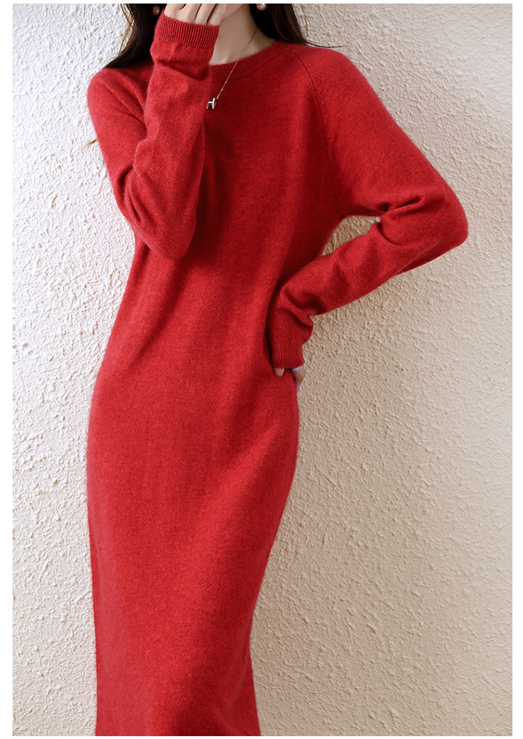 Pull en cachemire robes tricotées 100% laine mérinos femmes hiver femme pulls élégants robe automne décontracté jupes à manches longues