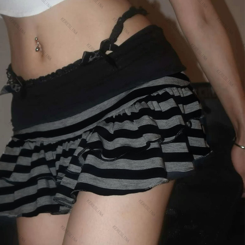 Jupes pour femmes, style streetwear rétro, polyvalentes, classiques, à rayures, mini-jupes pour femmes