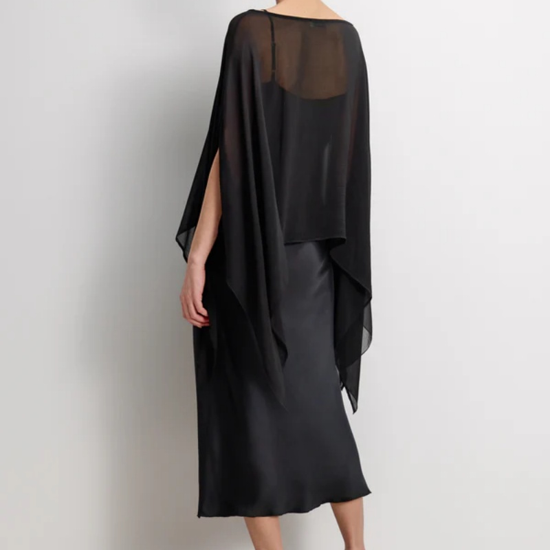 Châle en mousseline pour femme, voile transparent asymétrique fluide, cape de protection, poncho, élégant, pour mariée