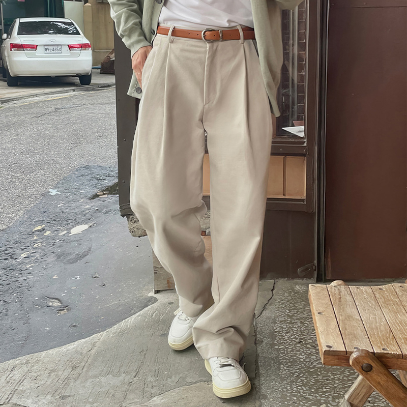 FjStreetwear plissé pour homme, pantalon droit, vintage, résistant, boutonné, à la mode, printemps, 2025
