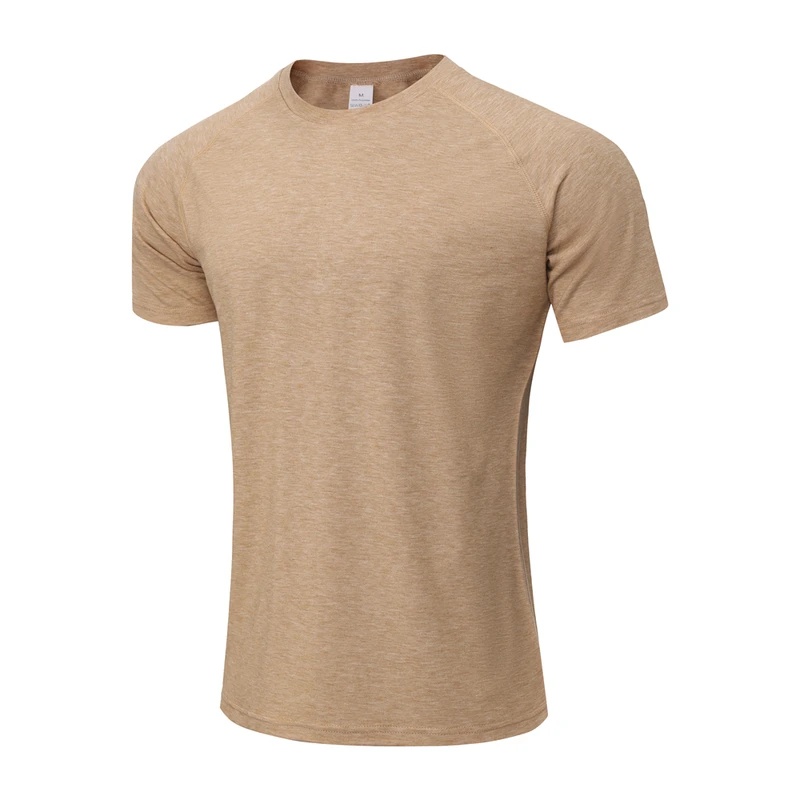 T-shirt de sport pour homme, confortable et respirant pour l'été, coupe ajustée, fitness, entraînement, décontracté, couleur unie