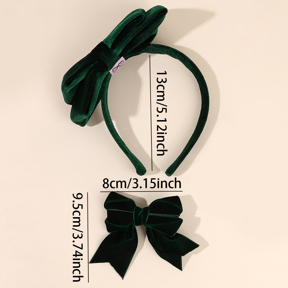1 grand bandeau à nœud en velours avec 2 pinces à cheveux pour filles, Vintage, solide, réglable, cerceau pour femmes, accessoires pour cheveux quotidiens