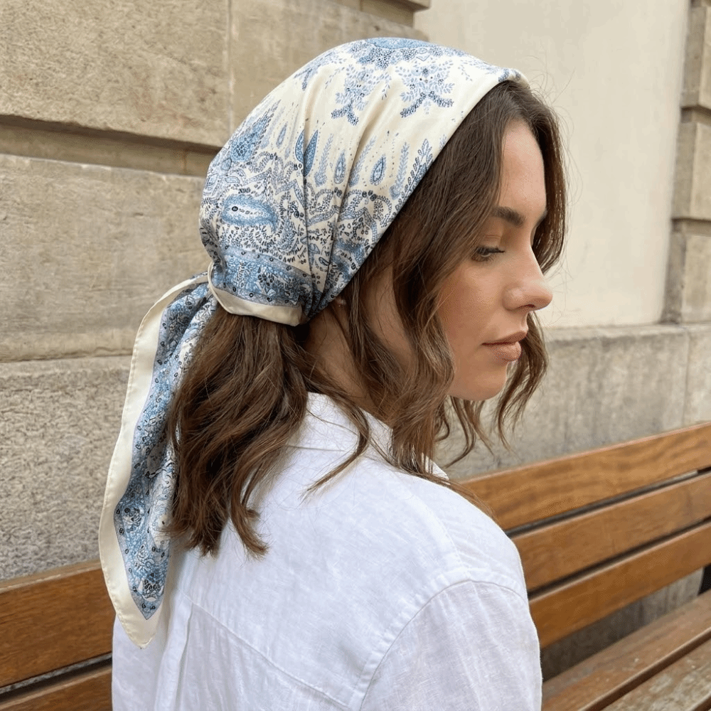 Écharpe élégante à imprimé géométrique, foulard en soie Hip Hop pour filles, bandeau, foulard pour cheveux, petit foulard carré pour femme