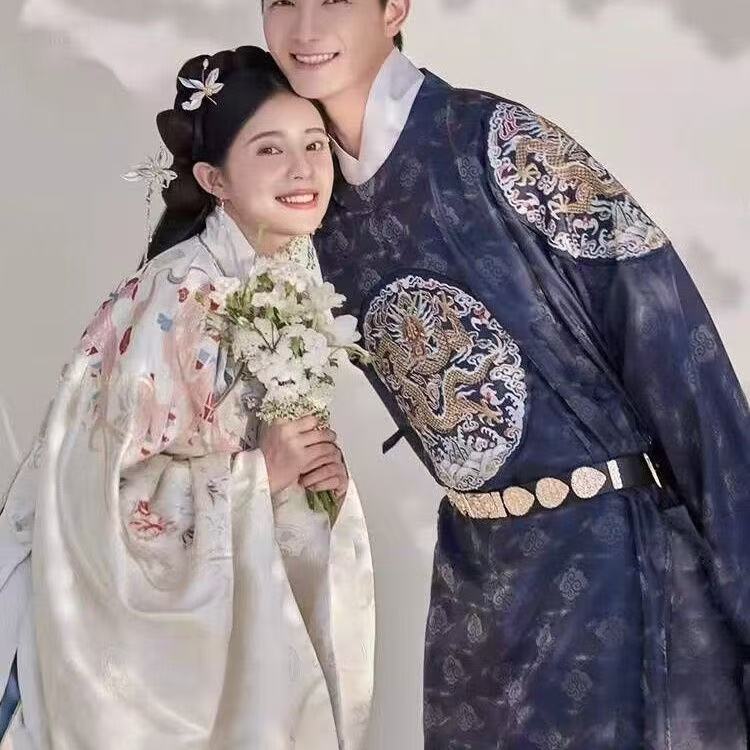Robe longue Hanfu traditionnelle de la dynastie Ming, imprimé Dragon classique, Style Chiense, Costume de marié de mariage, vêtements de Cosplay d'halloween