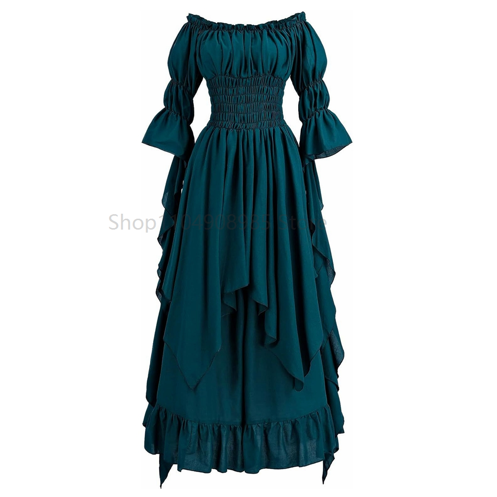Robe de sorcière gothique pour femmes, Costume de la Renaissance médiévale, robe victorienne à épaules dénudées, Sexy pour fête d'halloween