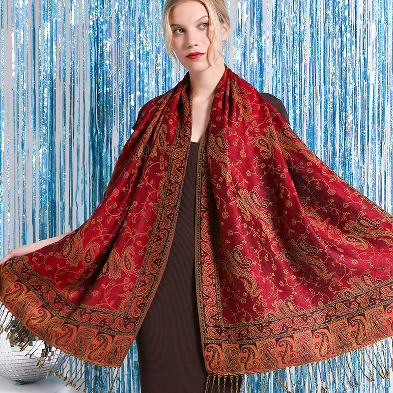 Automne hiver écharpe femmes Pashmina châles couverture en cachemire Paisley chaud épais grosses étoles dame élégant Poncho extérieur Bufanda